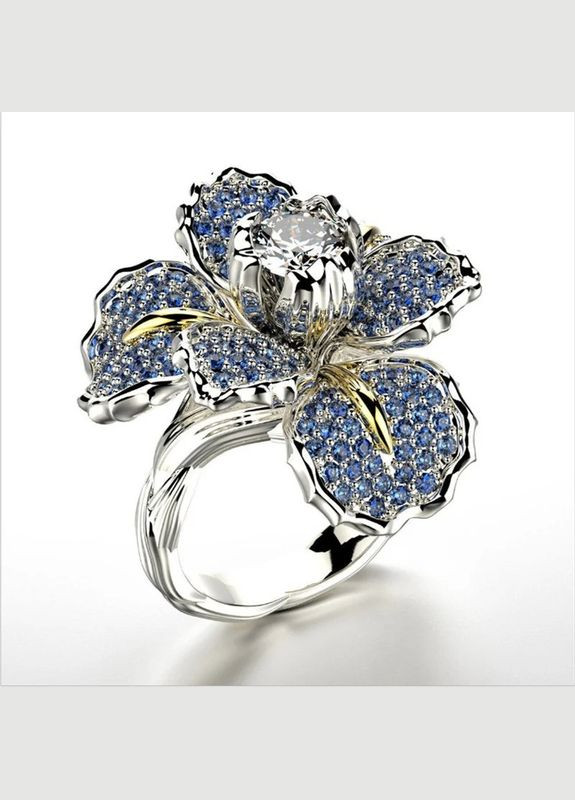 Каблучка жіноча вишукана та модна каблучка для дівчини срібна квітка з фіанітами р 18 Fashion Jewelry (285814486)