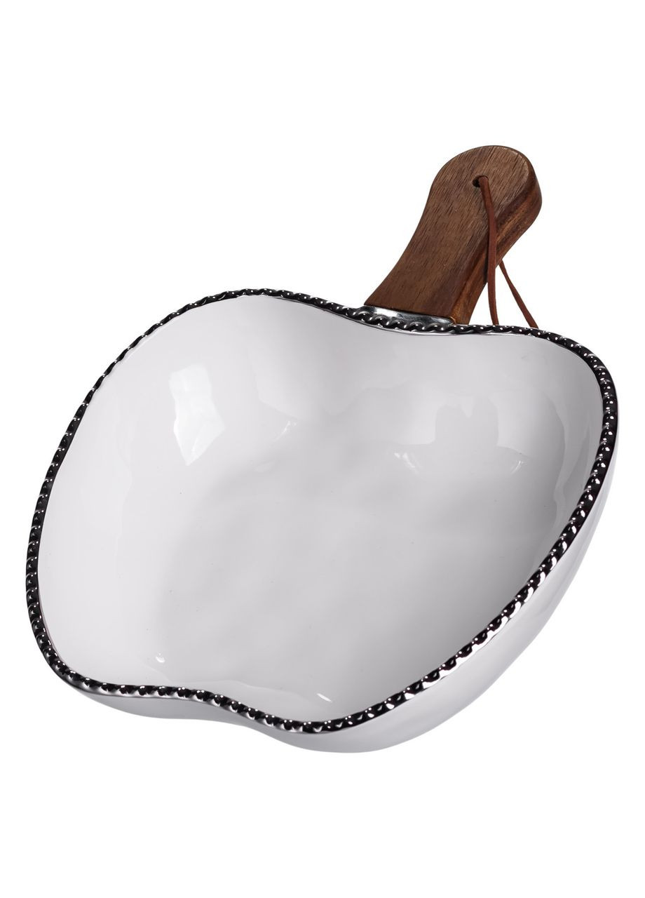 Тарілка порцелянова глибока з ручкою Яблуко 25×20×5 (см) з ручкою Срібло ZJH-14-4 Yiwu (370800413)