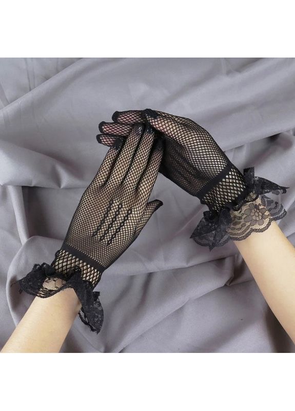 Рукавички ажурні мереживні чорні (PAZ-bl) No Brand (360897647)