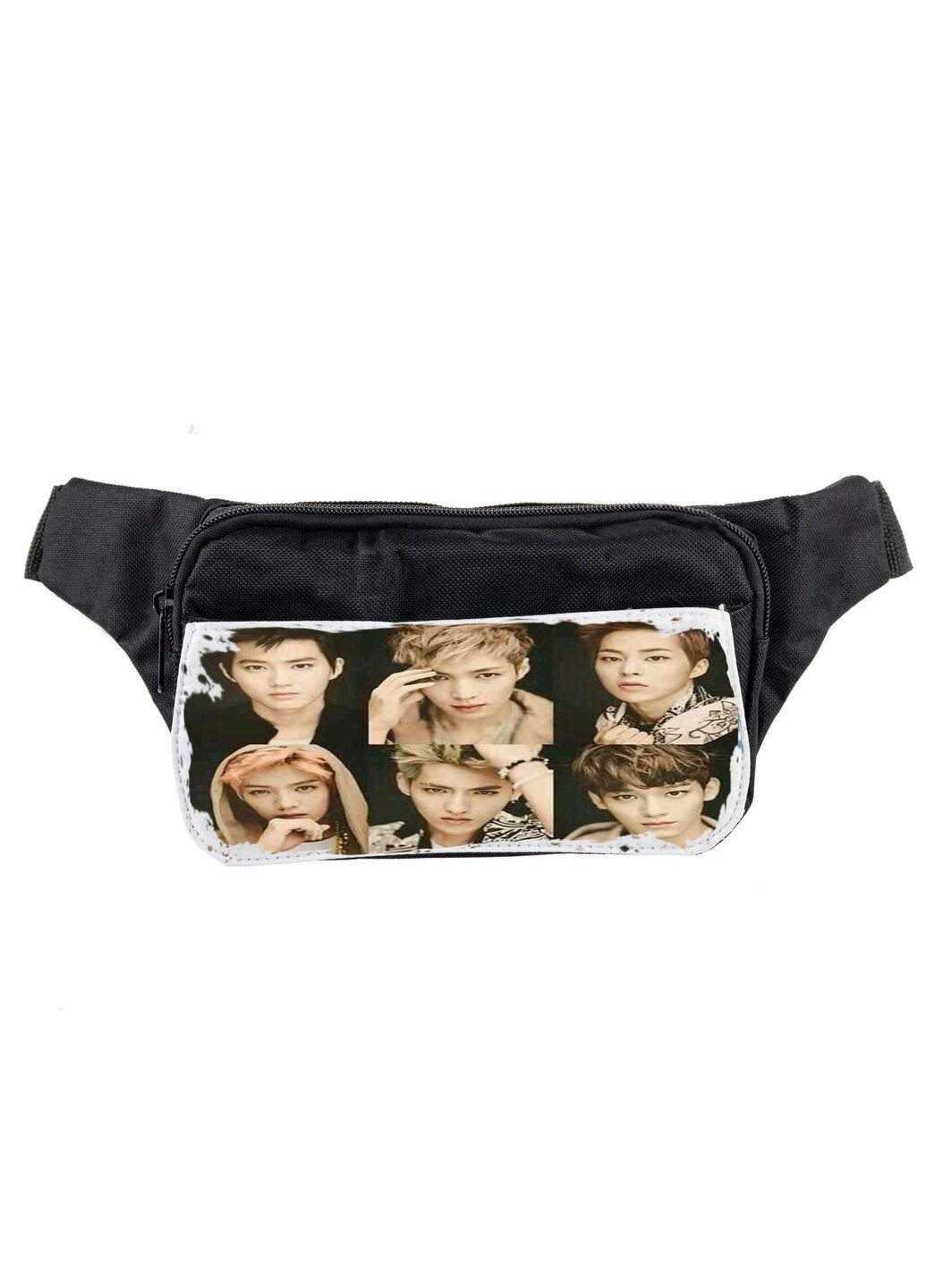 Сумка на пояс (через плече) бананка, корейський К-Поп Super Junior #002 унісекс, 14*22 см, чорний No Brand (316120977)