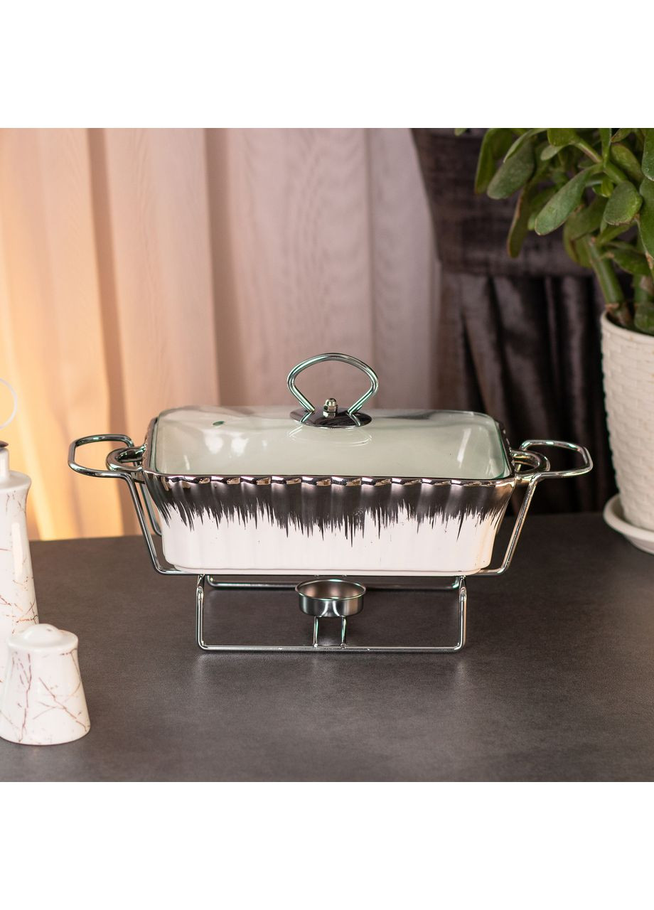 Марміт прямокутний 1 літр настільна мармітниця з підігрівом керамічна для других страв GDK Yiwu (365728944)