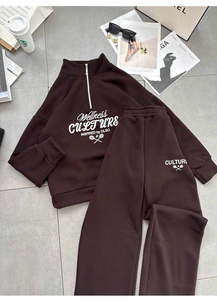 Костюм стильний світшот з блискавкою,якісний накат,штани палаццо,тринитка на флісі Україна (365696767)