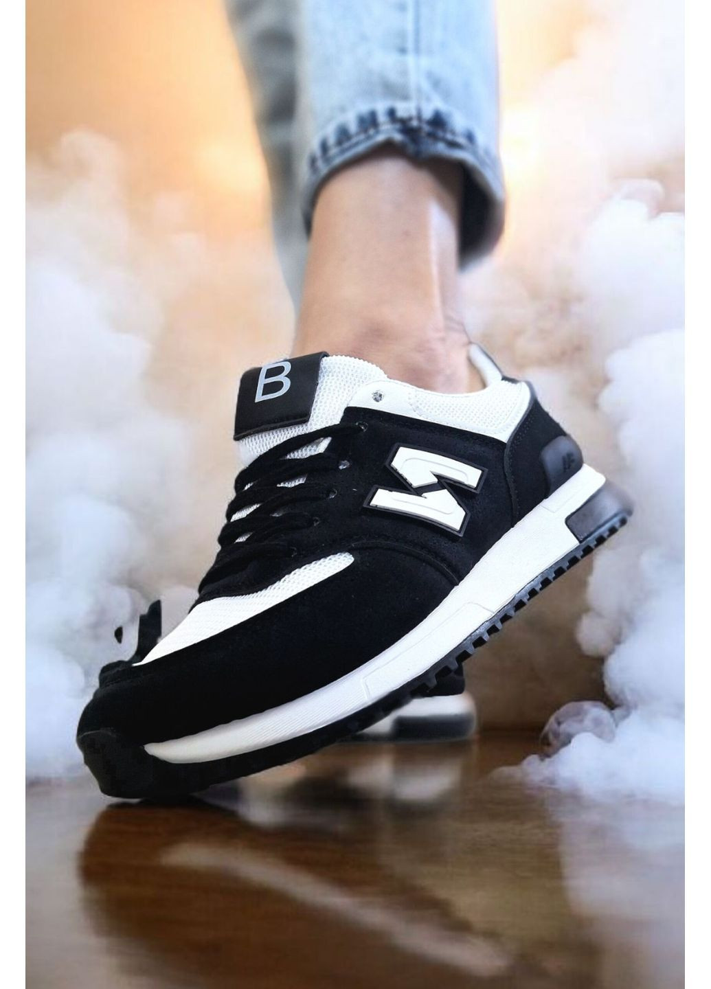 Жіночі чорні спортивні з білими елементами еко нубук і сітка літні легкі Mei De Li кросівки чорні літо (367079395)