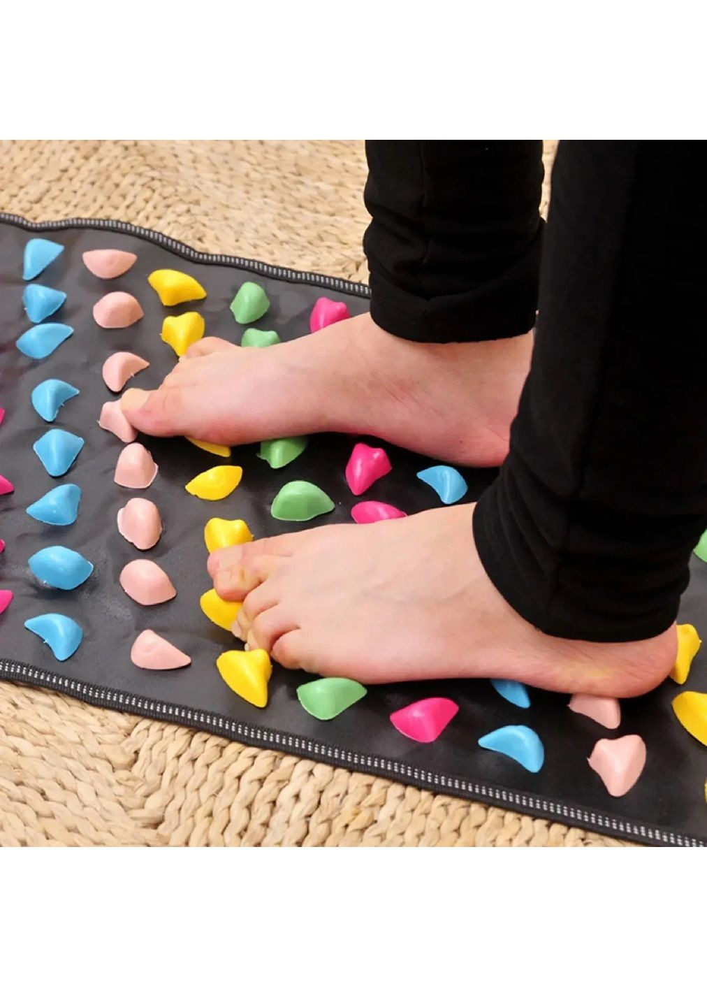 Масажний ортопедичний килимок доріжка-аплікатор з різнокольоровими пластиковими каменями для ніг 175х35 см (479805-Prob) Unbranded (324390793)