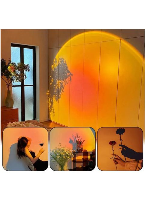 Проекционный светильник Sunset Lamp RGB эффект заката с пультом на штативе атмосферная цветная лампа No Brand (351359184)