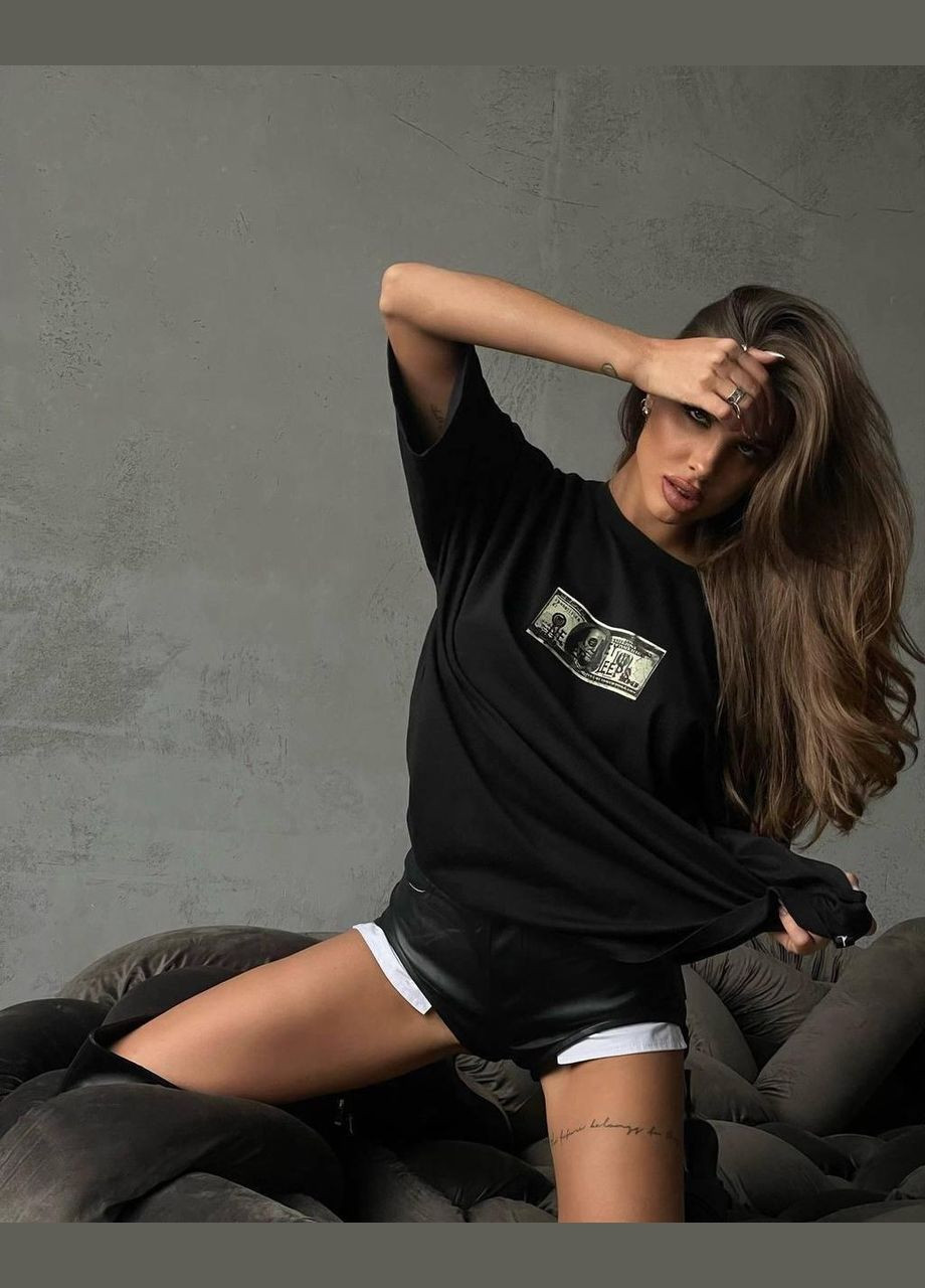Футболка жіноча оверсайз з принтом валюти JUGO Simple № 309 - (299629738)