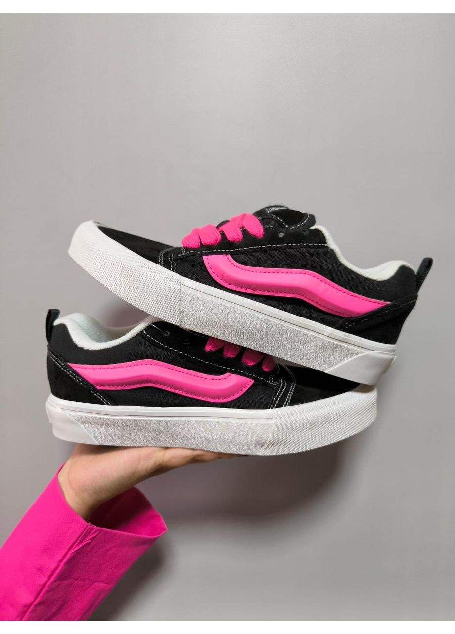 Рожеві Осінні кеди чоловічі vans knu skool black pink ванс кну скул No Brand