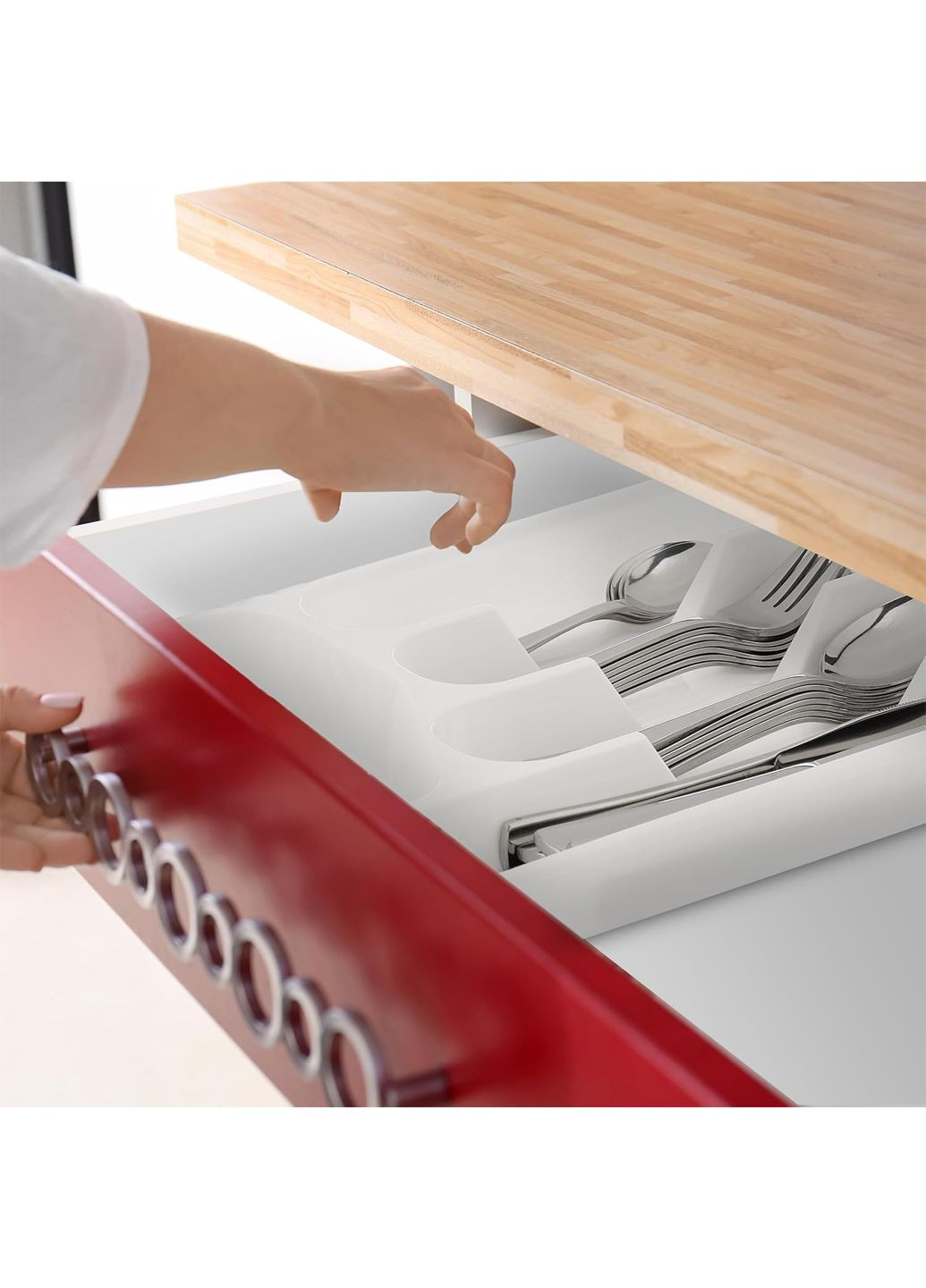 Лоток вкладиш для столових приладів пластиковий 33х26х4,4 см білий JES (318525420)