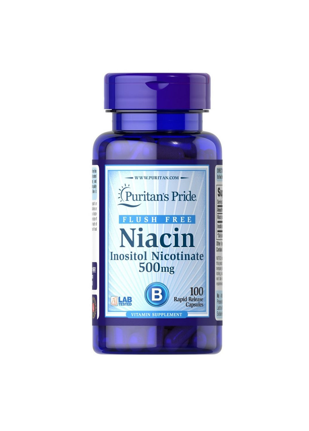 Витамины и минералы Niacin 500 mg Flush Free, 100 капсул Puritans Pride (293420466)