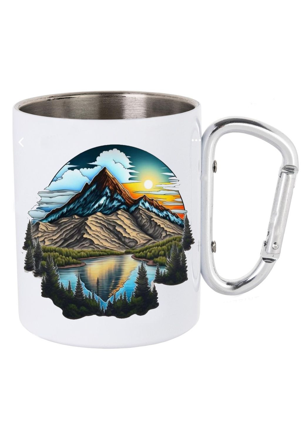 Кружка металлическая с карабином (silver) туристическая 300 мл #0057 белая No Brand (316121554)