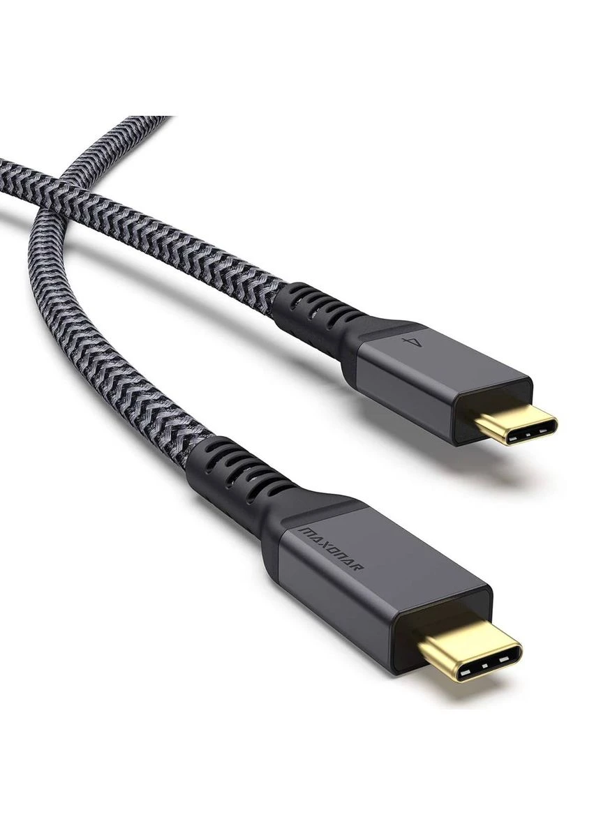 Кабель, USB-С, Thunderbolt 4, для швидкої зарядки до 100W, для передачі даних до 40Gbps, підтримка 8K, довжина 2 м Maxonar (315719844)