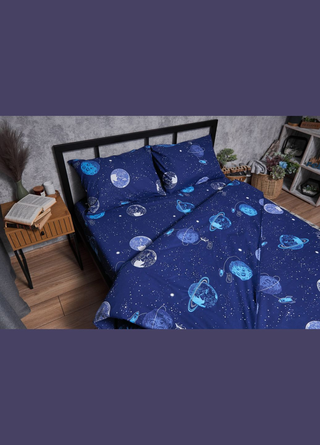 Комплект постільної білизни Бязь Gold Люкс «» Сімейні 143х210х2 наволочки 2х70х70 (MS-820004822) Moon&Star Planets (293148233)