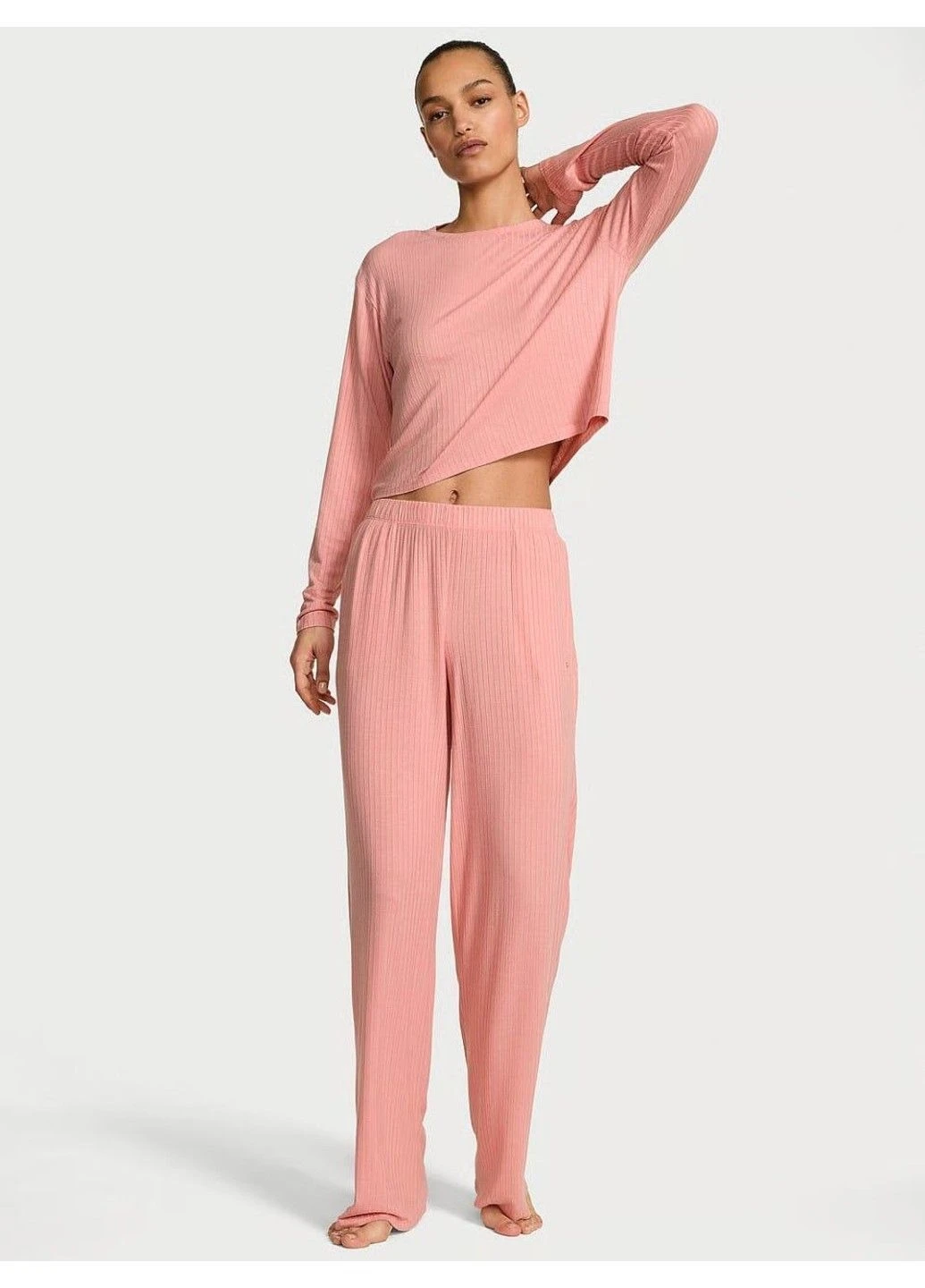 Рожева всесезон піжама sosoft™ modal wide-rib long lounge set Victoria's Secret
