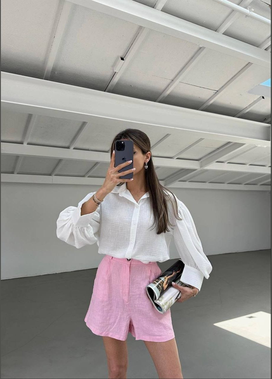 Льняные шорты на высокой посадке Adelante (336339441)