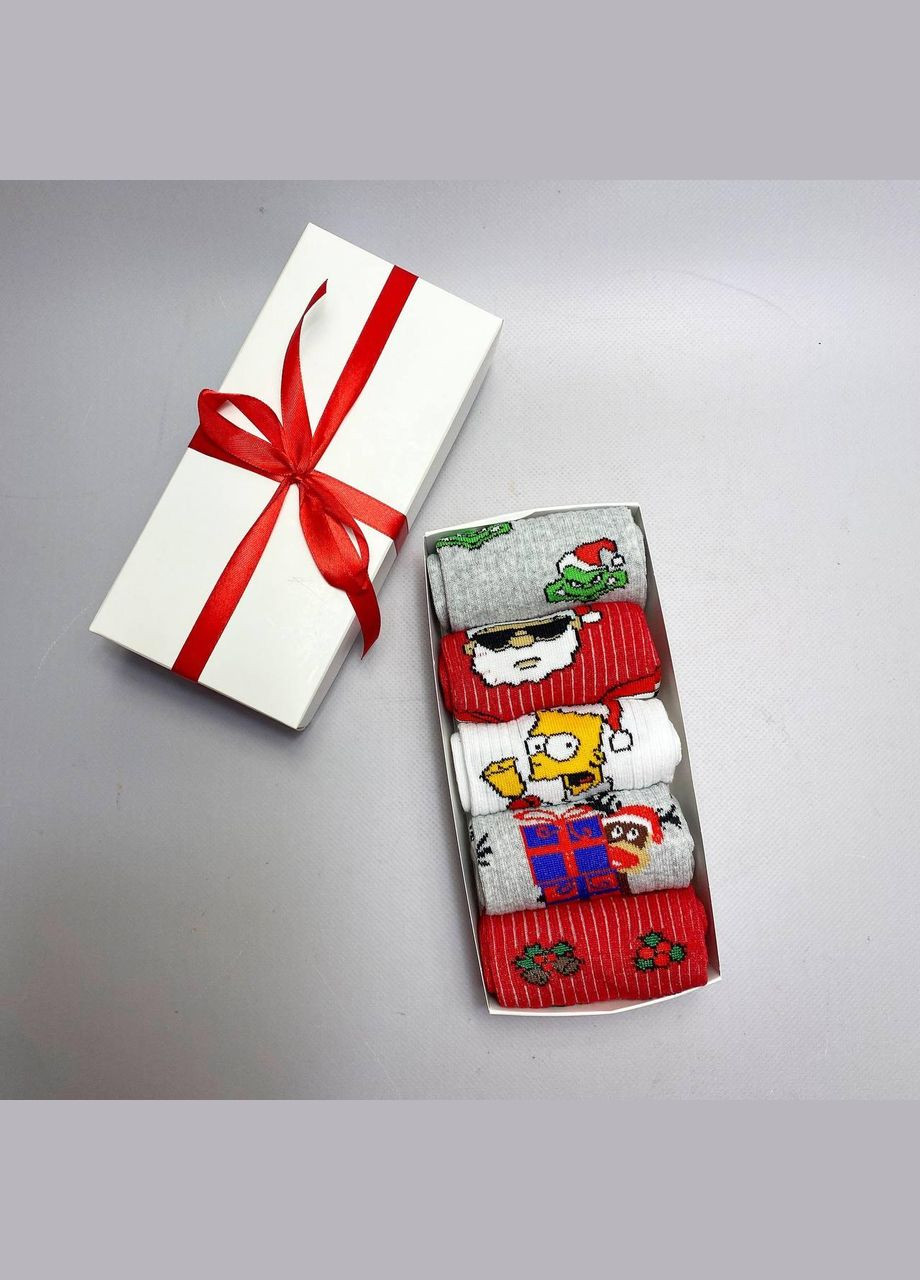 Комбинированные бокс мужских новогодних носков 40-45 на 5 пар в подарочной коробке Vakko (306515765)