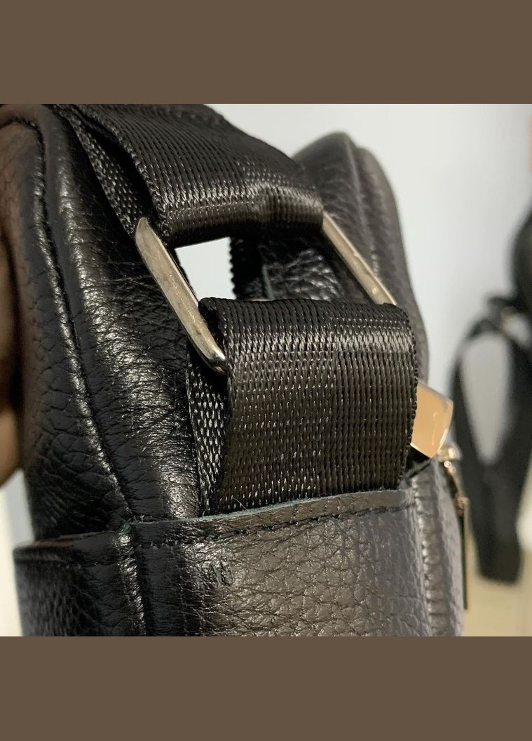 Чоловіча сумка через плече, барсетка з натуральної шкіри містка, чорна No Brand (354722029)