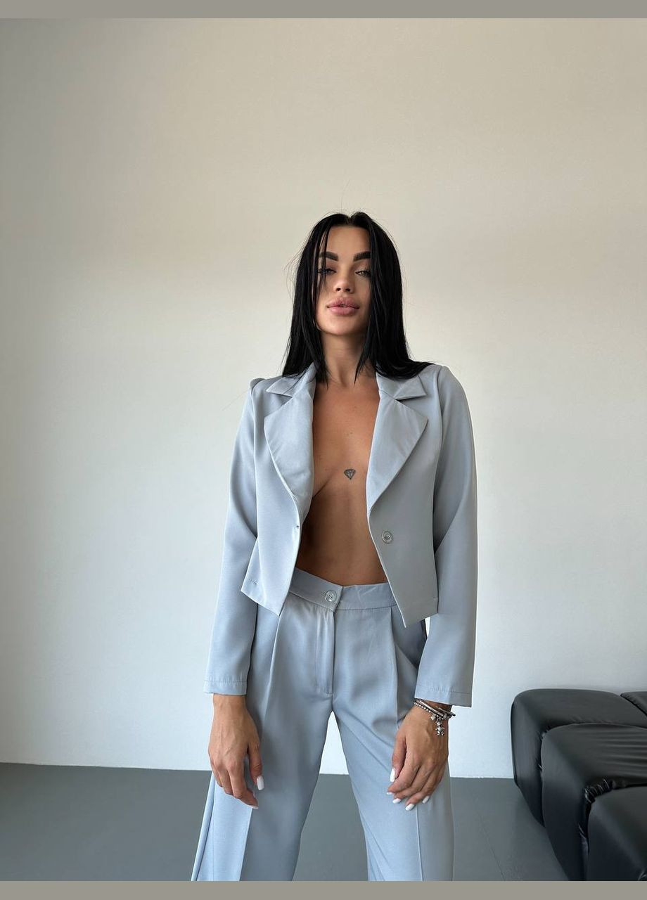 Женский серый костюм двойка No Brand (333830496)