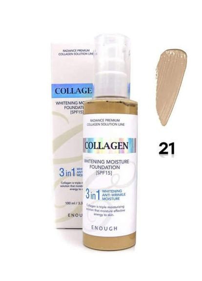 Увлажняющий тональный крем с коллагеном Collagen 3 in 1 Whitening Moisture Foundation SPF15 (8809474497079) ENOUGH (349754243)