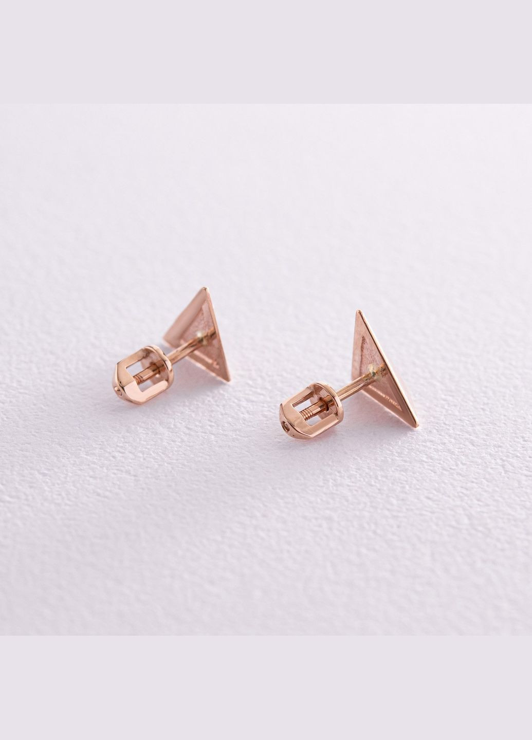 Серьги - пусеты Пирамида в красном золоте с08091 Oniks (271039970)