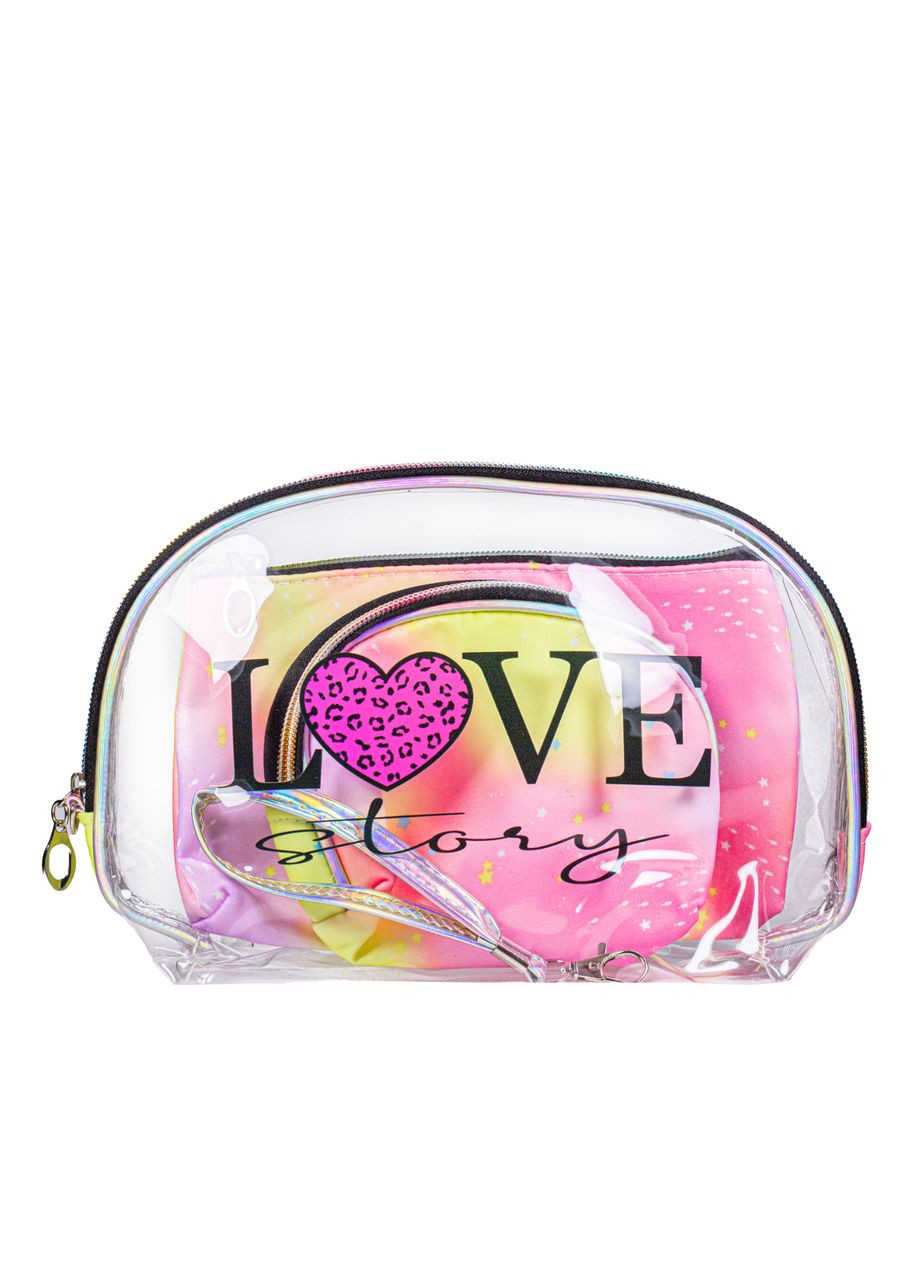Набор косметичек для хранения аксессуаров и косметики из 3 штук Love, Фиолетовый No Brand (302723551)
