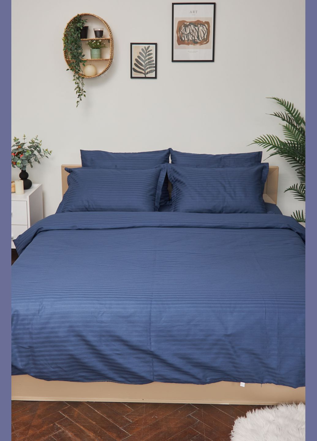 Комплект постельного белья полуторный 143х210 наволочки 2х50х70 Satin Stripe (MS-820000506) Moon&Star delfi blue (284416384)