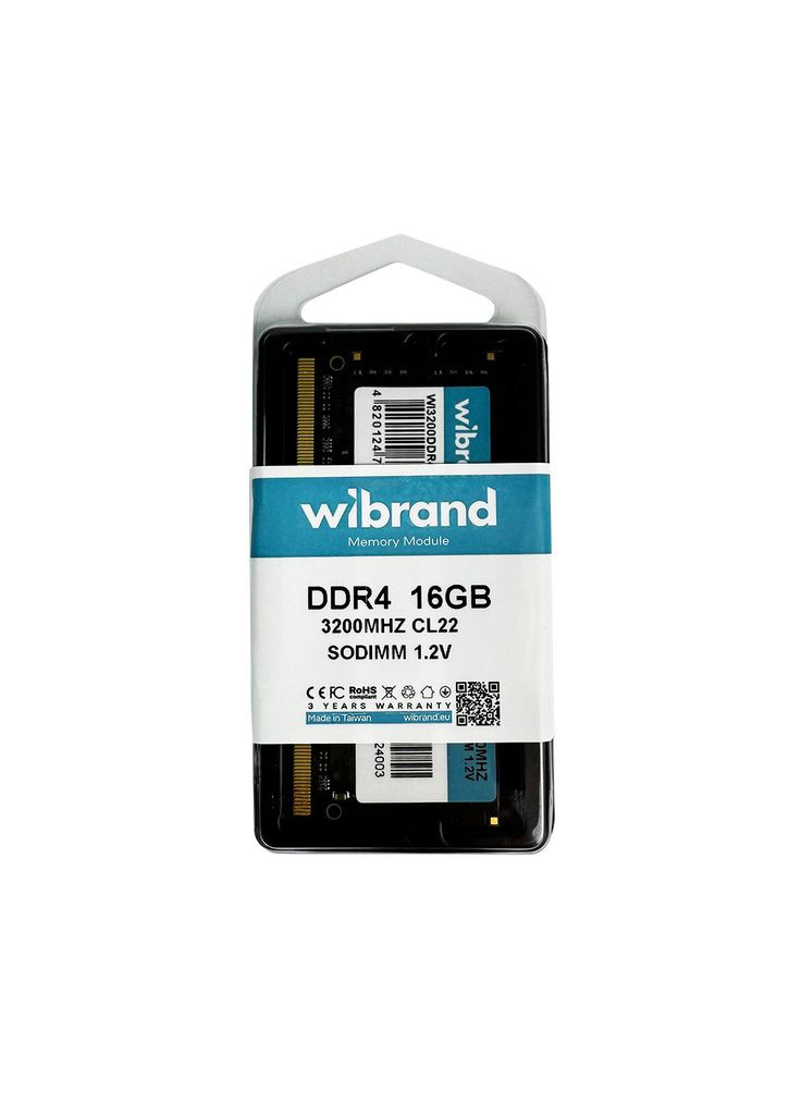 Оперативна пам'ять DDR4 16GB 3200MHz CL22 SODIMM Wibrand (370613654)