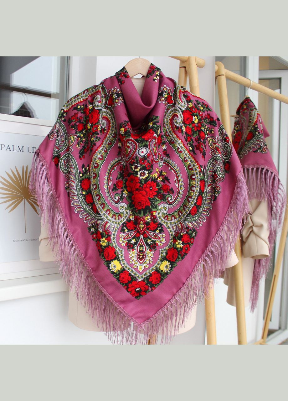 Платок в народном стиле "Цветы Полесья" Розовая 616010 Колорит (322502027)