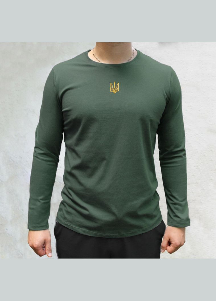 Зелена реглан чоловічий патріотичний з вишитим тризубом tzel Ladan