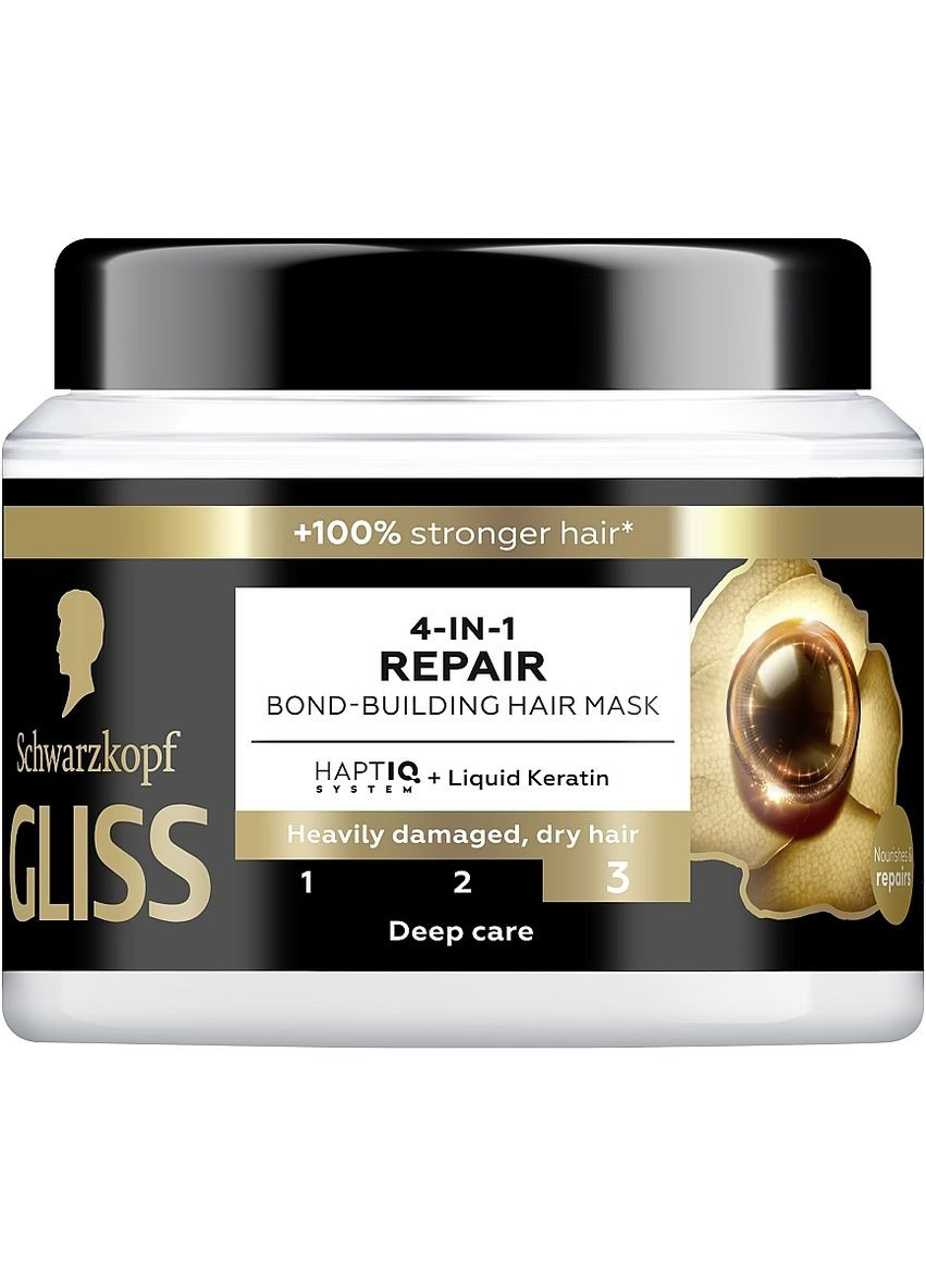 Восстанавливающая маска для волос 4 в 1 - Gliss 4 in 1 Ultimate Repair Bond-Building Hair Mask 400ml (1319301-2501030) Gliss Kur (368642660)