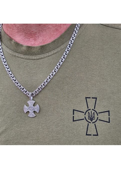 Кулон кельтський хрест з рунами зі срібла No Brand (355921947)