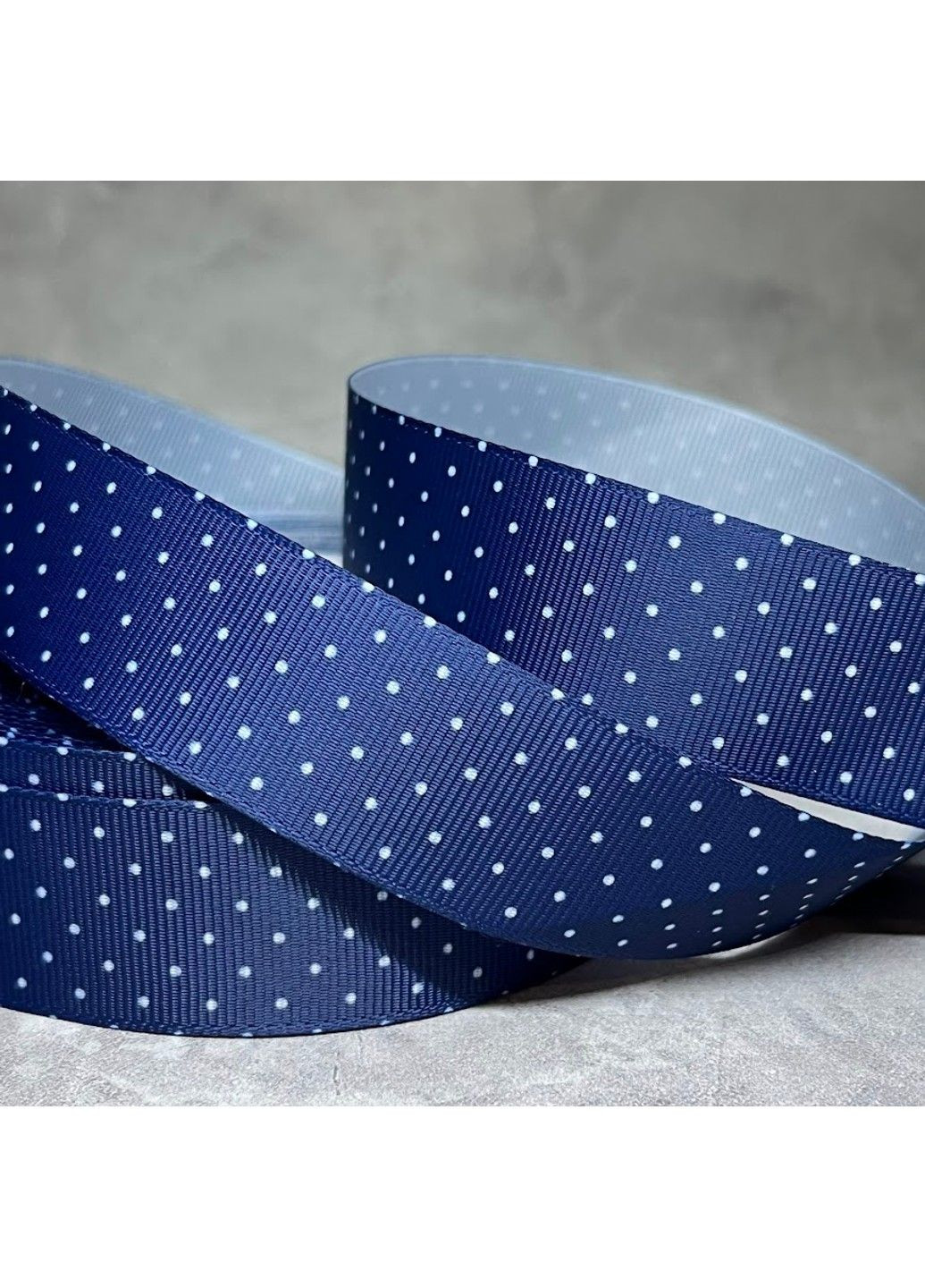 Репсовая лента 2,5 см (мелкий горох), цвет-темно-синий, арт 018241, 1 метр No Brand (332994602)