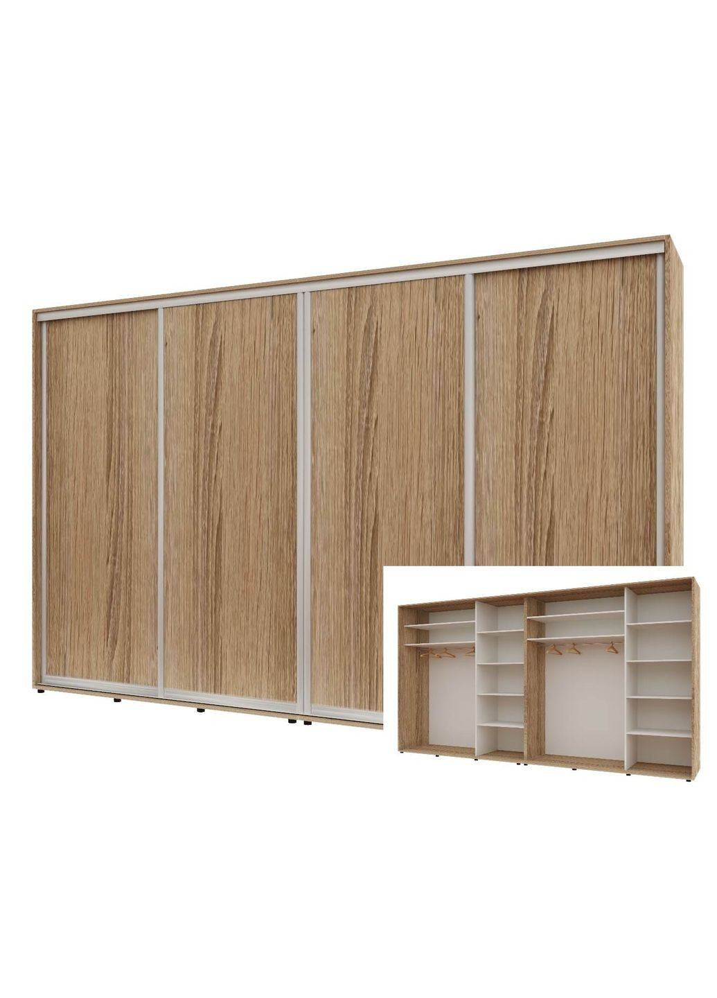 Шкаф-купе четырехдверный Комфорт Мебель 360*60*240 см Натуральный 4 двери ДСП Стандарт Комфорт Меблі (360433880)