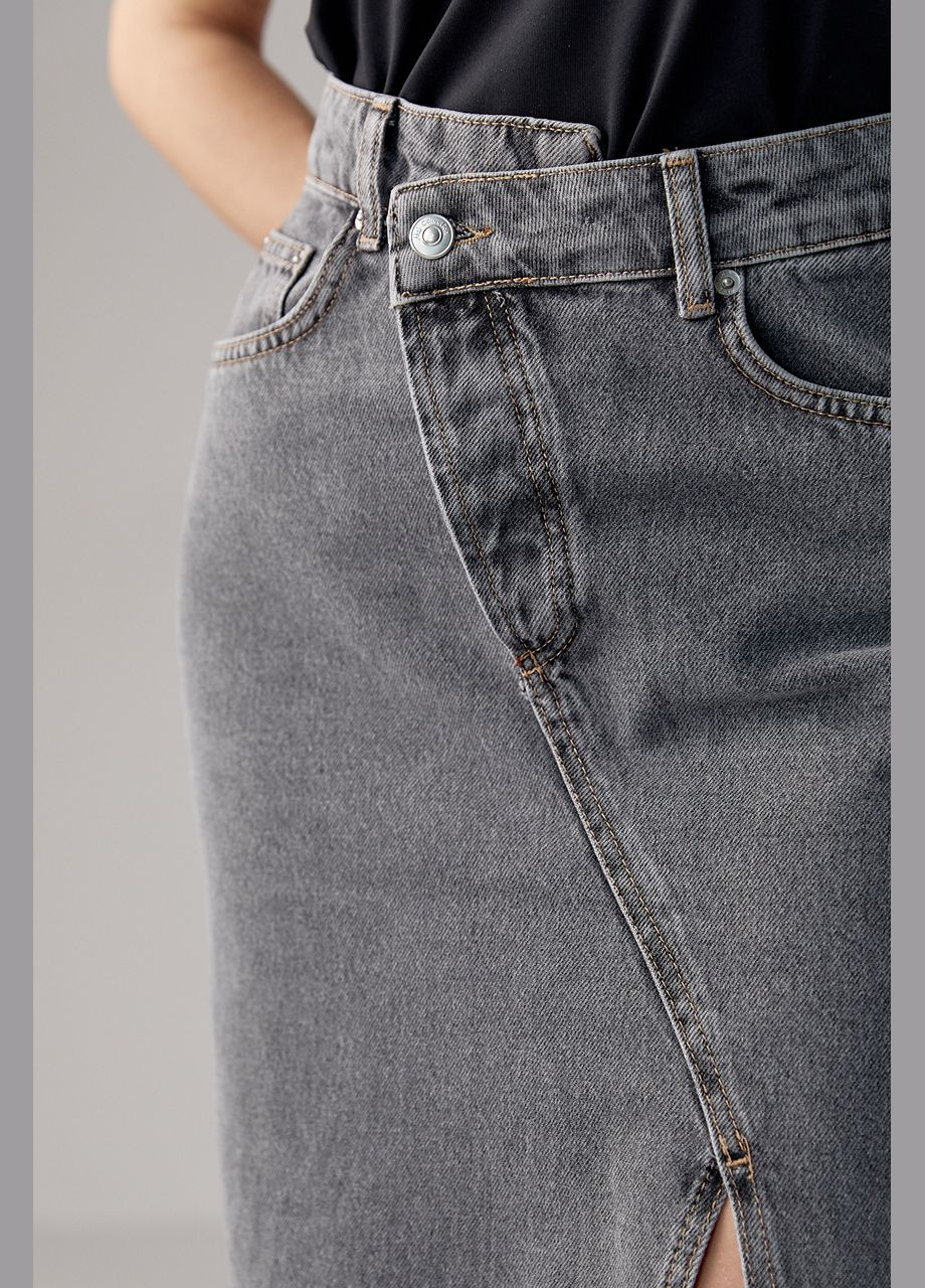 Джинсова спідниця з розрізом та бічним гульфіком Lurex (293814158)