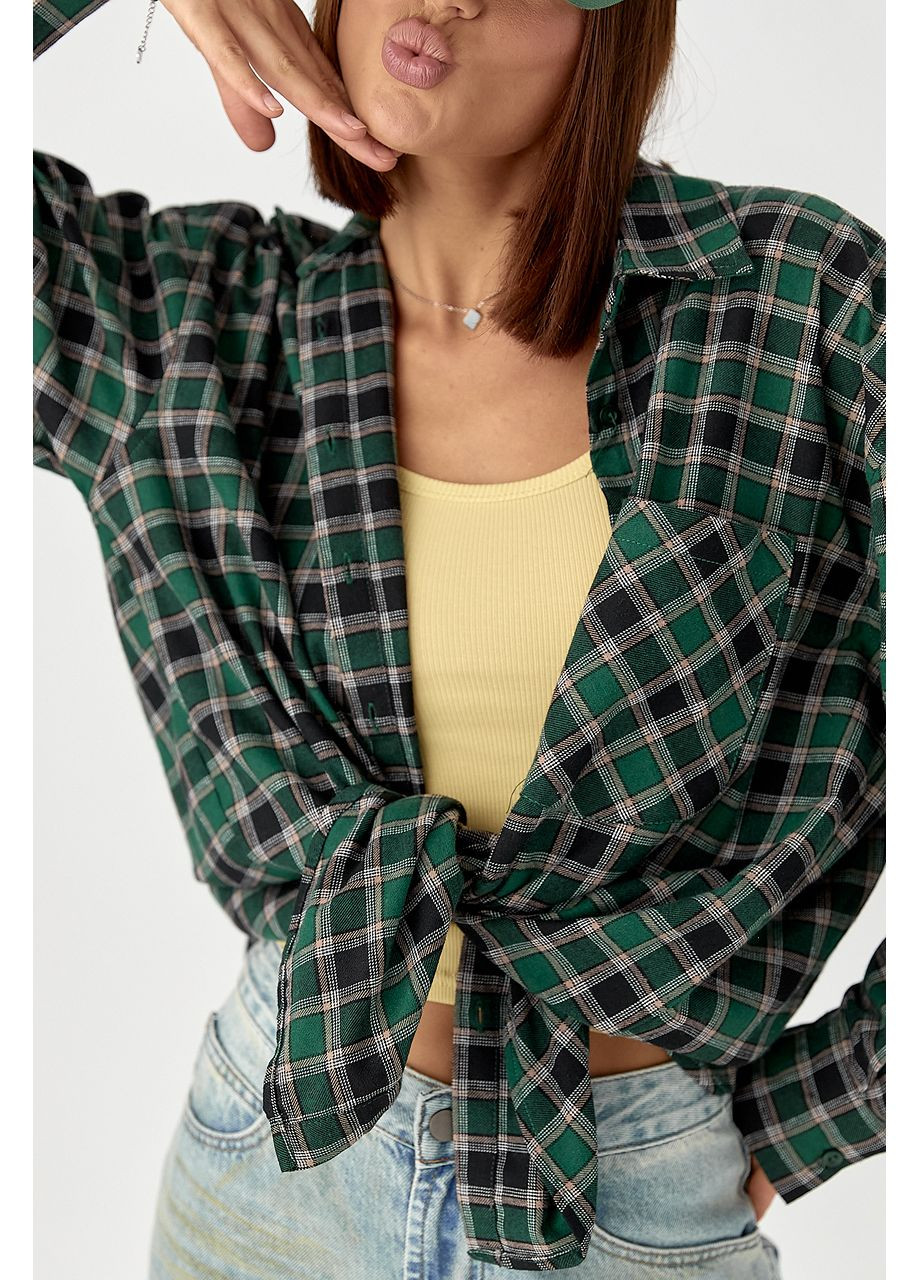 Клітчаста сорочка з напівкруглим низом Lurex (350948920)