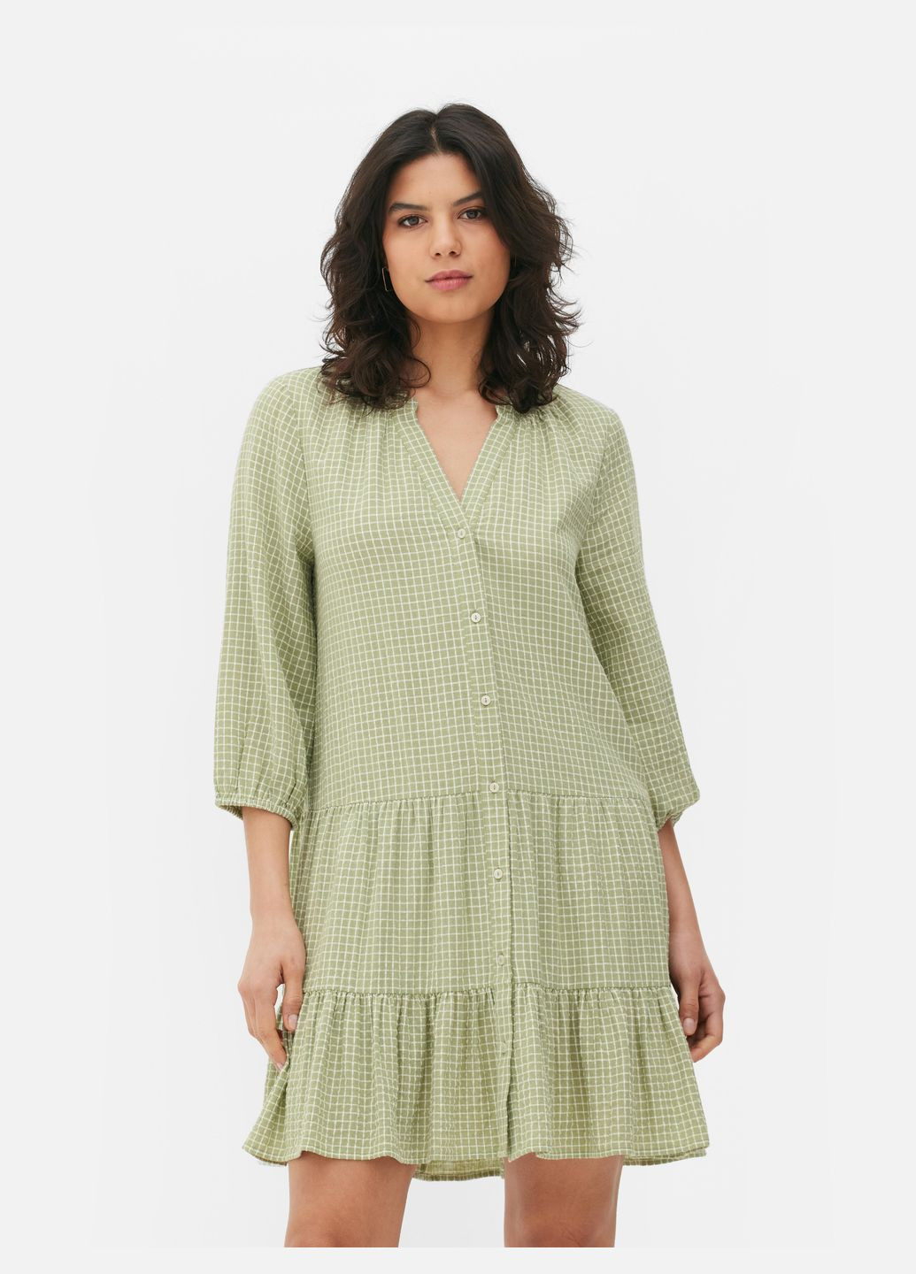 Оливкова (хакі) сукня літо,хакі в клітку, Primark