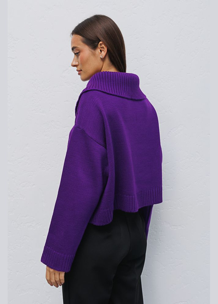 Жіноча вязана кофта чорна з відкладним коміром Arjen (294906675)