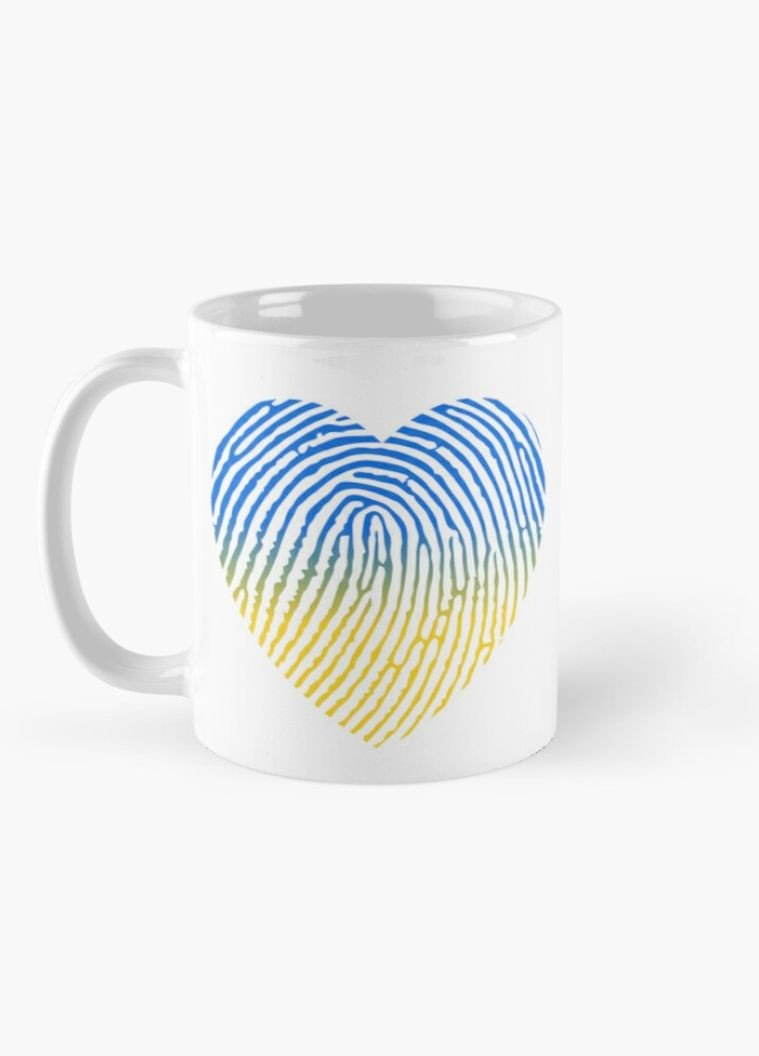Чашка Керамічна Кружка з принтом Велике серце відбиток пальця Україна Біла 330 мл Orca (317320030)