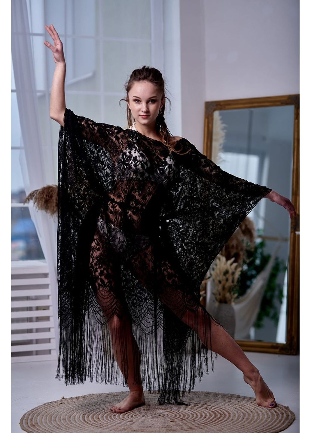 Мереживне пончо-накидка Effetto LA5 black (360619931)