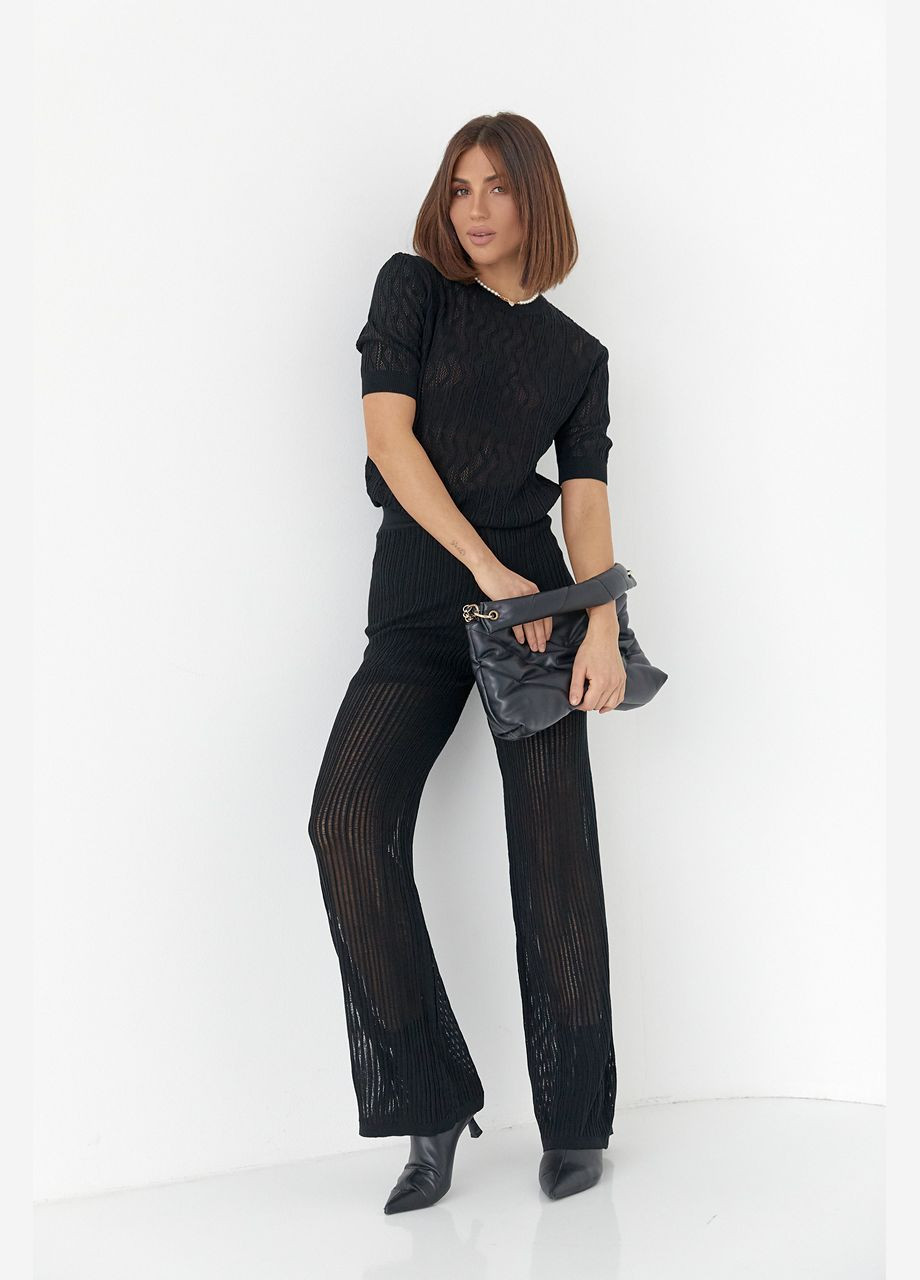 Жіночий костюм з ажурної в'язки - чорний Lurex (314901547)