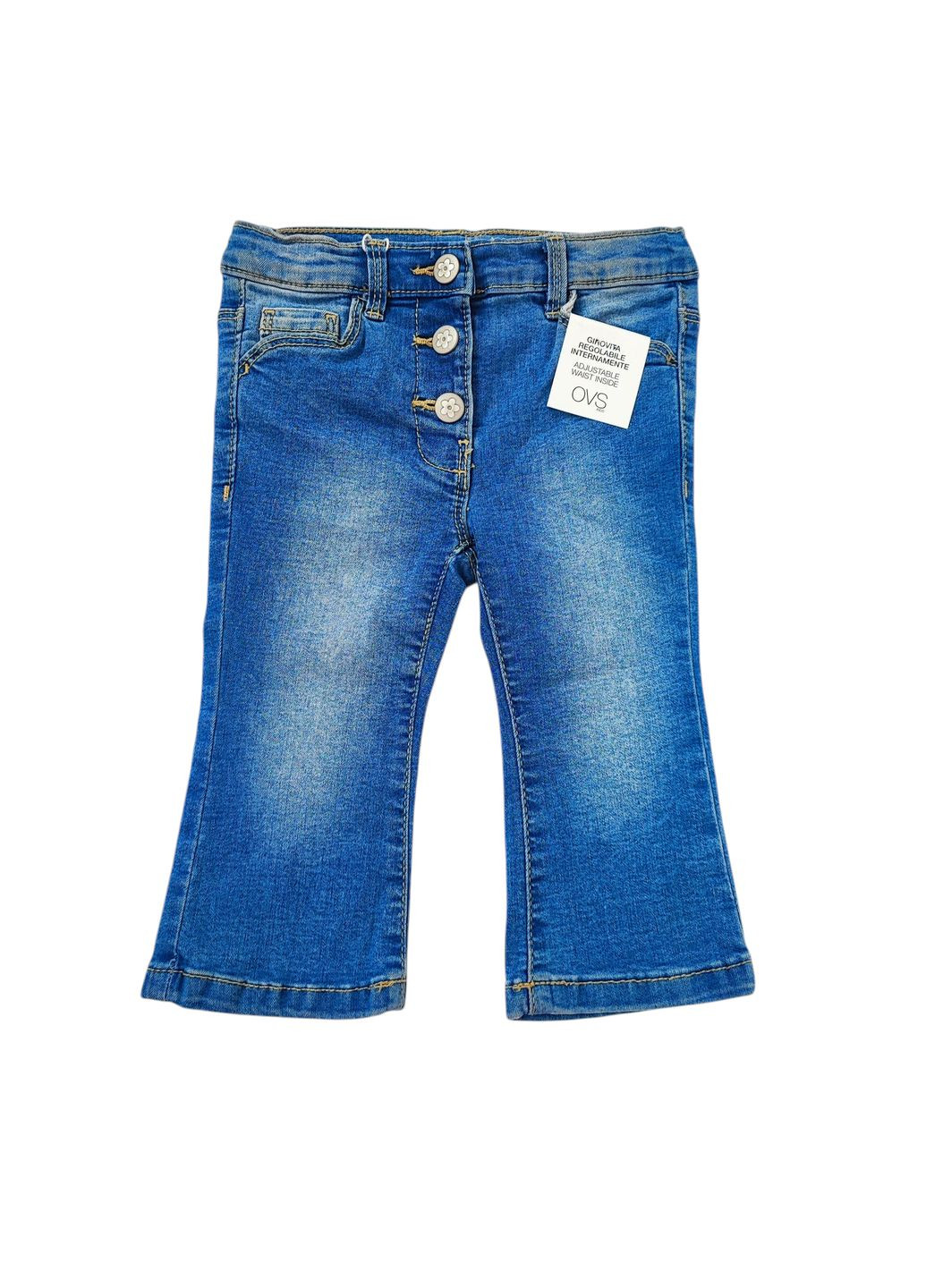 Синие демисезонные клеш детские джинсы для девочки 74 синий (0280) OVS