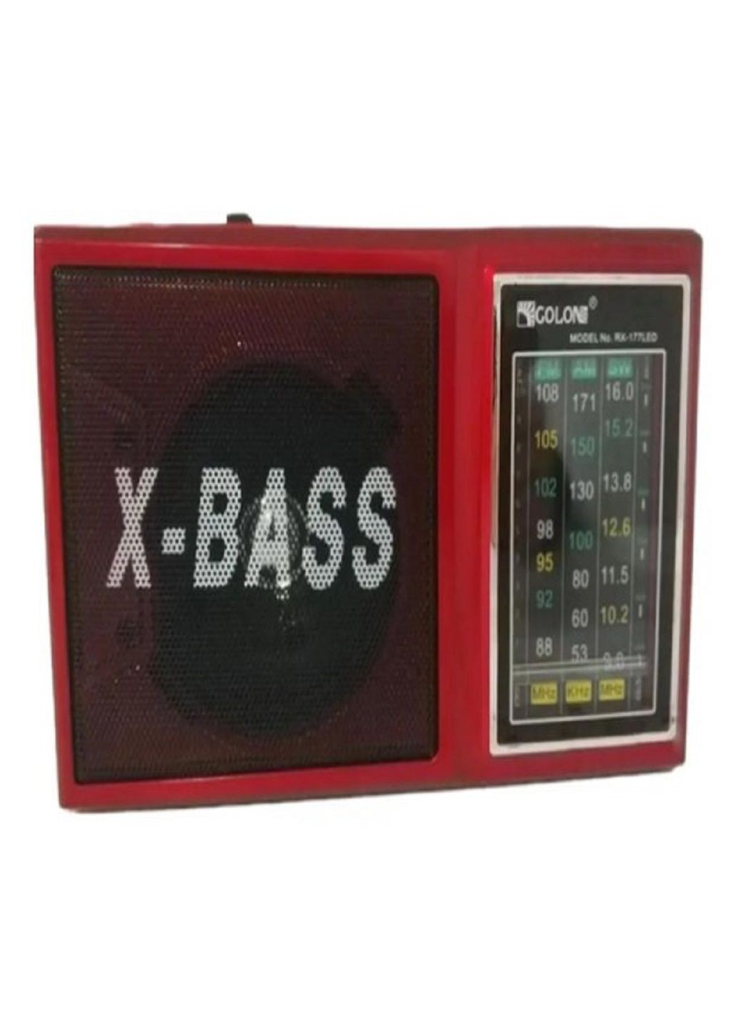 Портативный аккумуляторный радиоприемник RX-177 со встроенным LED фонарем от батареек или сети Красный Golon (305412161)