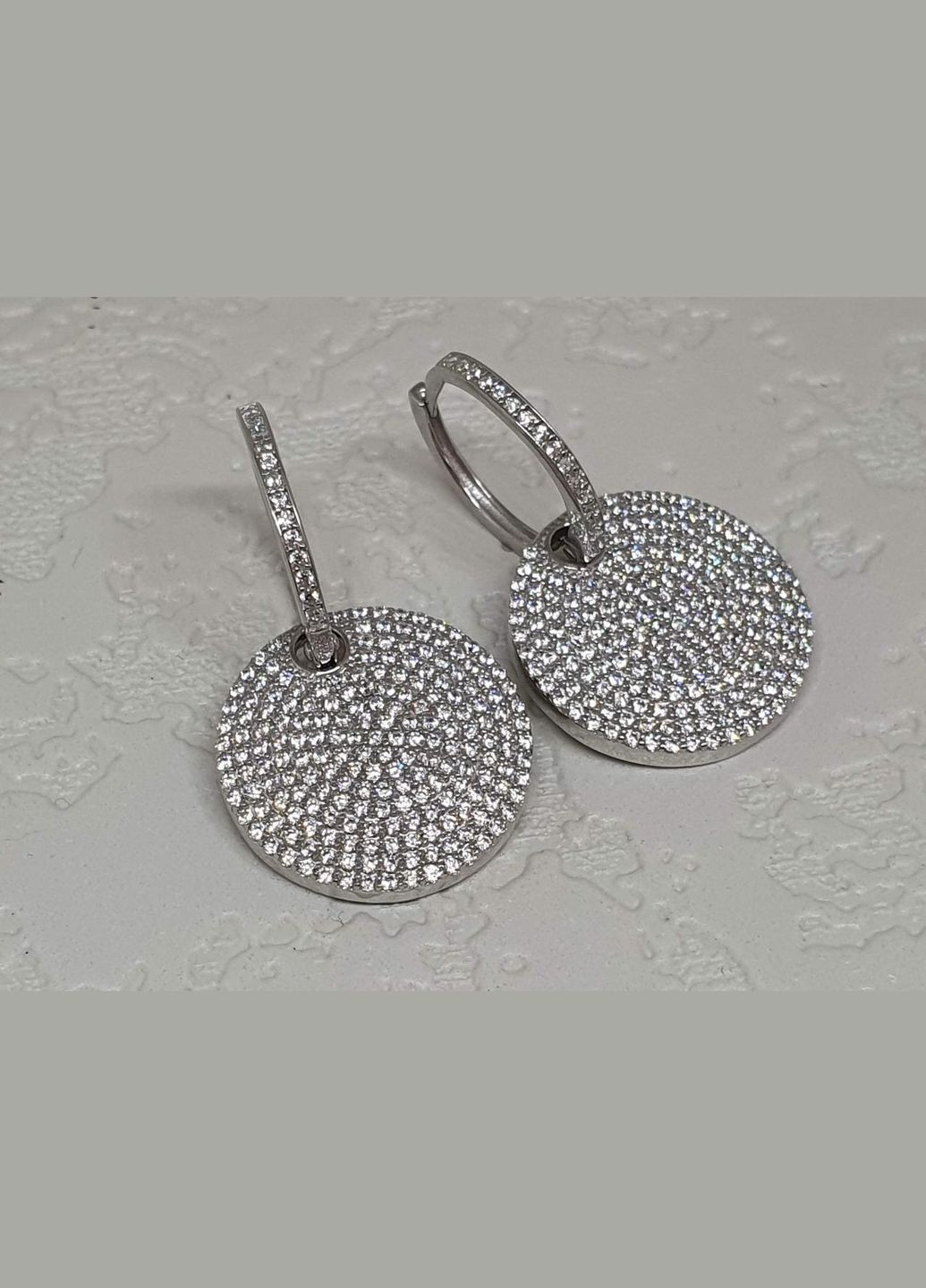Срібні сережки з фіанітами 2 в 1. 90200299 Qvaliz (278315246)