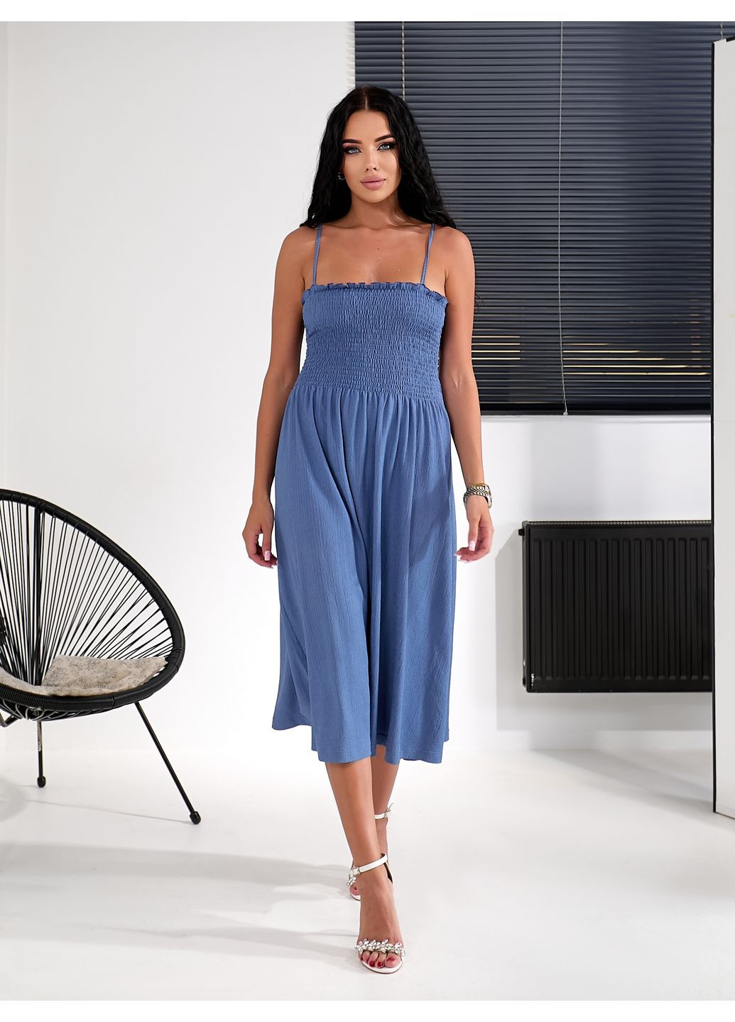 Сіро-синя сукня дріада Sarko однотонна