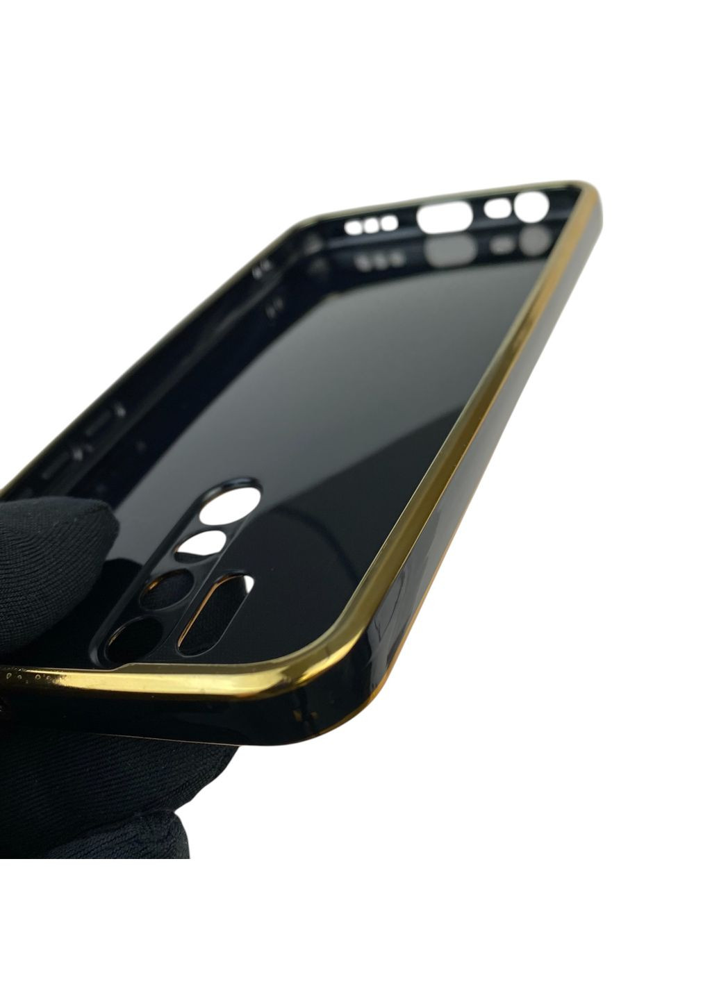 Чохол для Redmi 9 з кільцем MagSafe із золотою окантовкою на сяомі редмі 9 чорний gs1 Xiaomi (366230527)