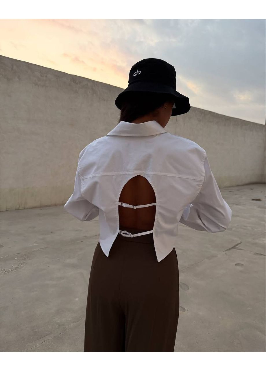 Белая повседневный, классическая, кэжуал рубашка однотонная No Brand