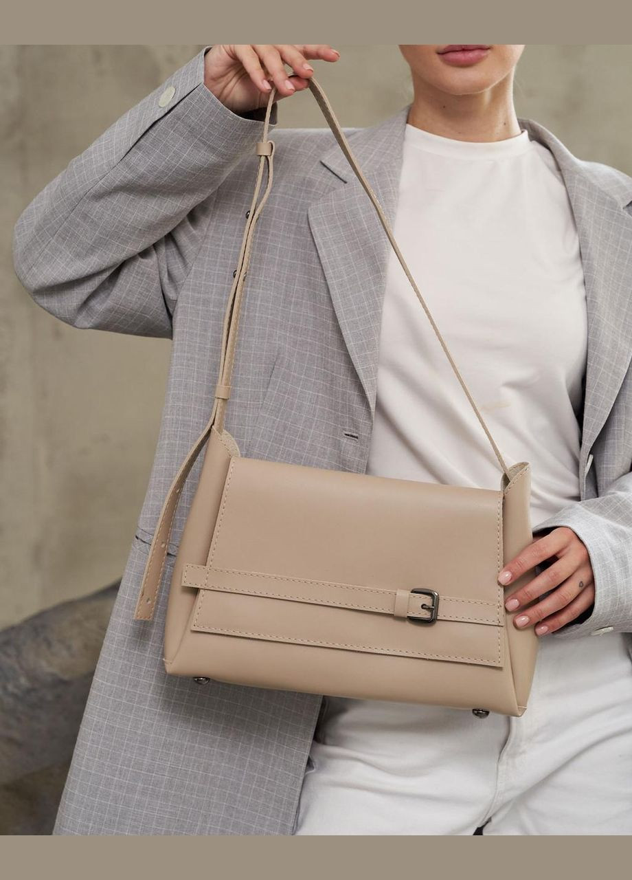 Жіноча сумка крос-боді з декоративним ремінцем на одне відділення бежева "Ліліт" WeLassie (337165475)