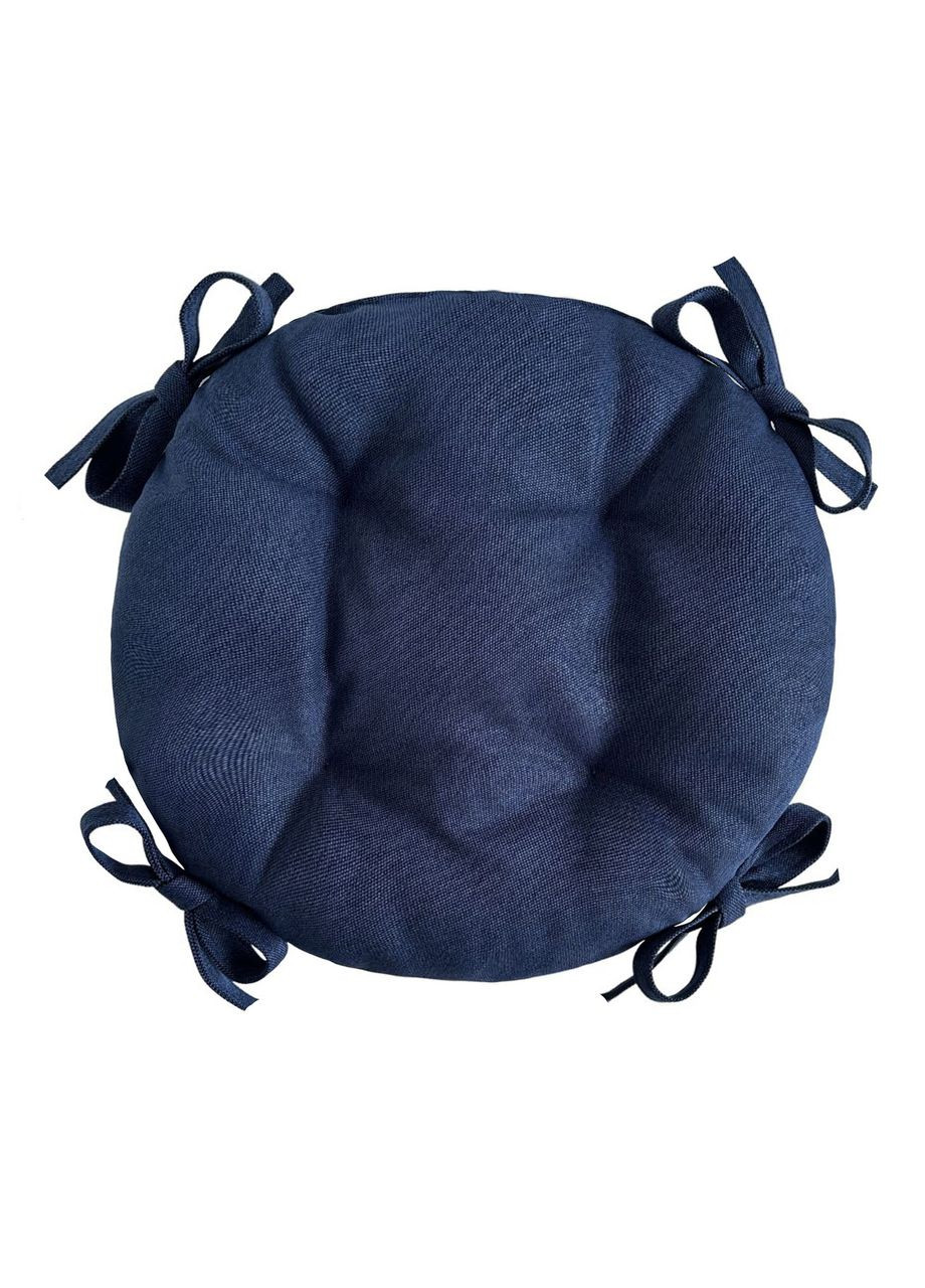 Подушка на стул и кресло рогожка Ø 40х8 см темно-синий No Brand (324832709)