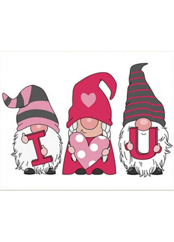 Картина-розмальовка Strateg діамантова мозаїка за номерами гноми Святого Валентина 40х50 (SK86017) Стратег (365546340)