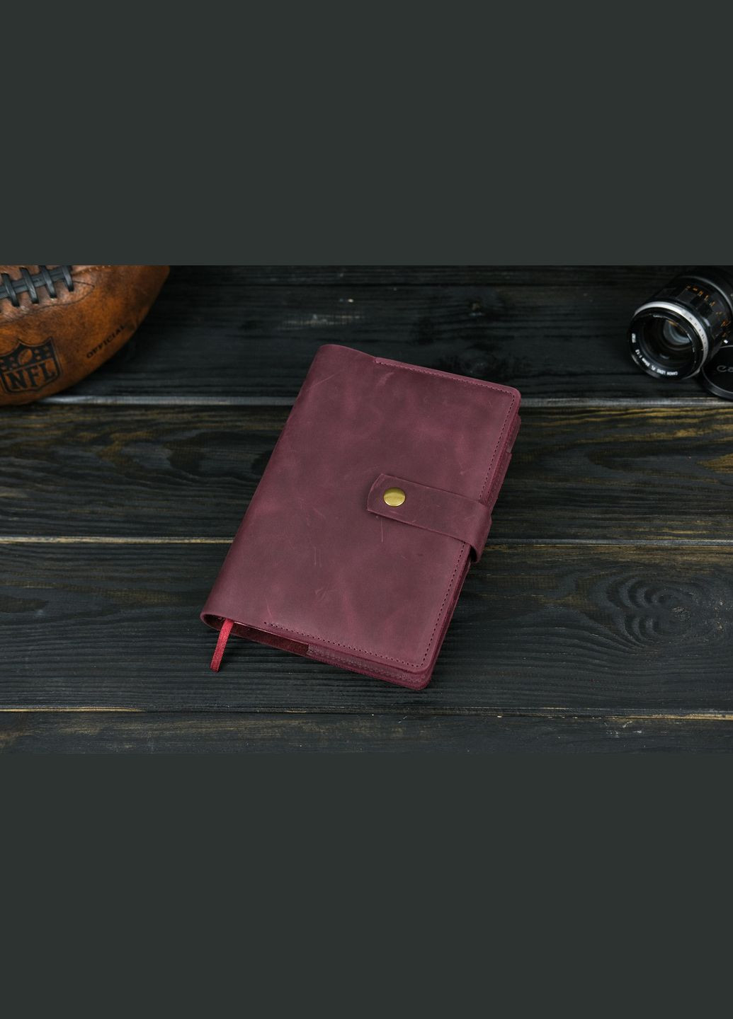 Шкіряна обкладинка для блокноту А5 Дизайн №5, натуральна Вінтажна шкіра, колір Бордо Berty (299397101)