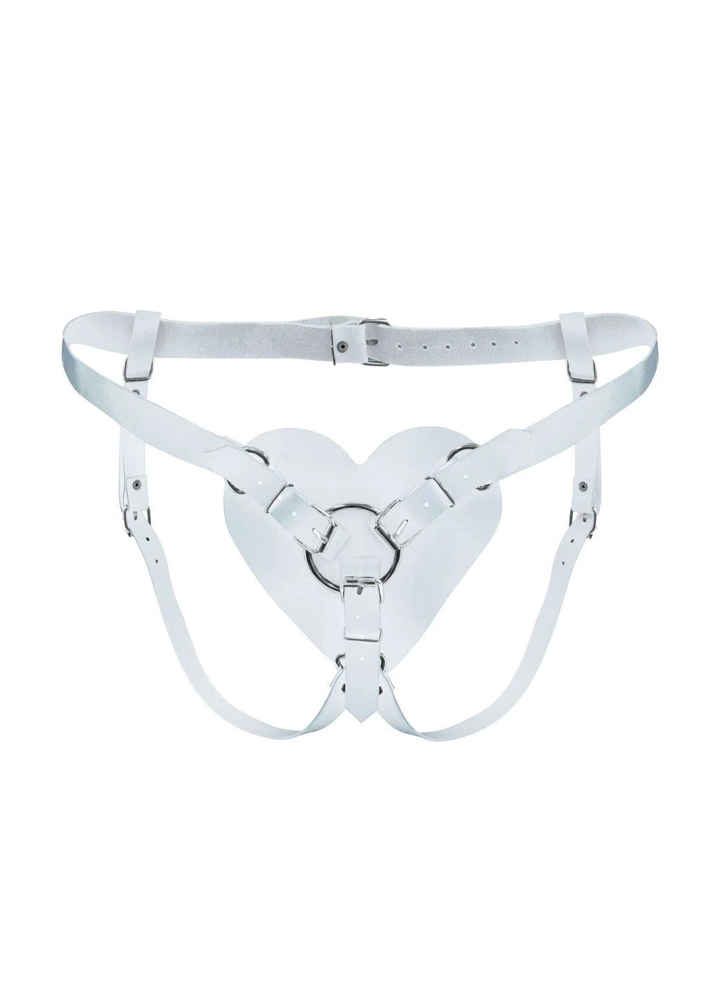 Трусики Серце для страпону з натуральної шкіри Hearts Strap-on Belt White Feral Feelings (293819379)